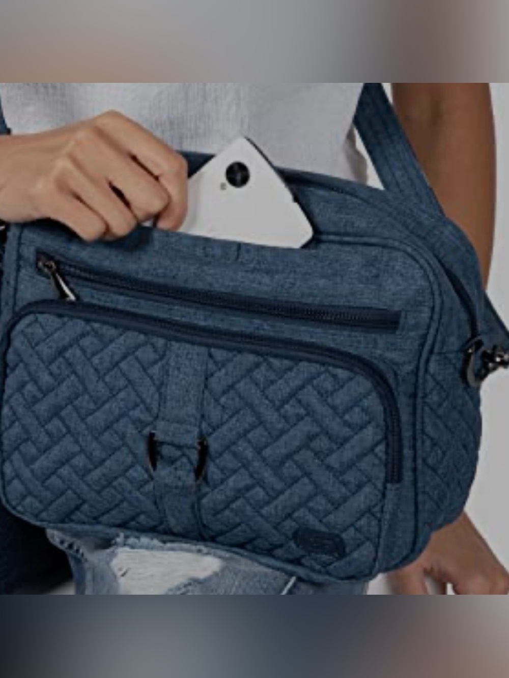 NEW Lug Carousel XL RFID-blocking Crossbody- Quilted Gray/Navy